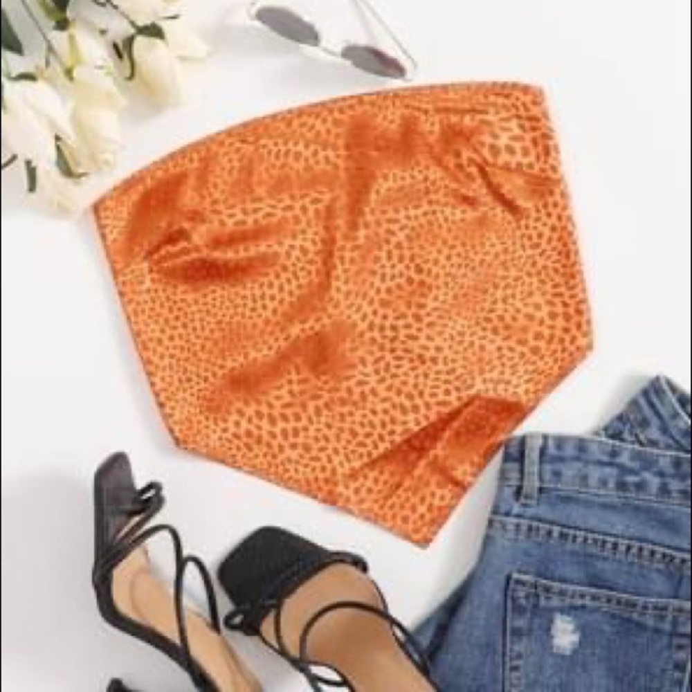 Orange Satin Bandana Tube Top